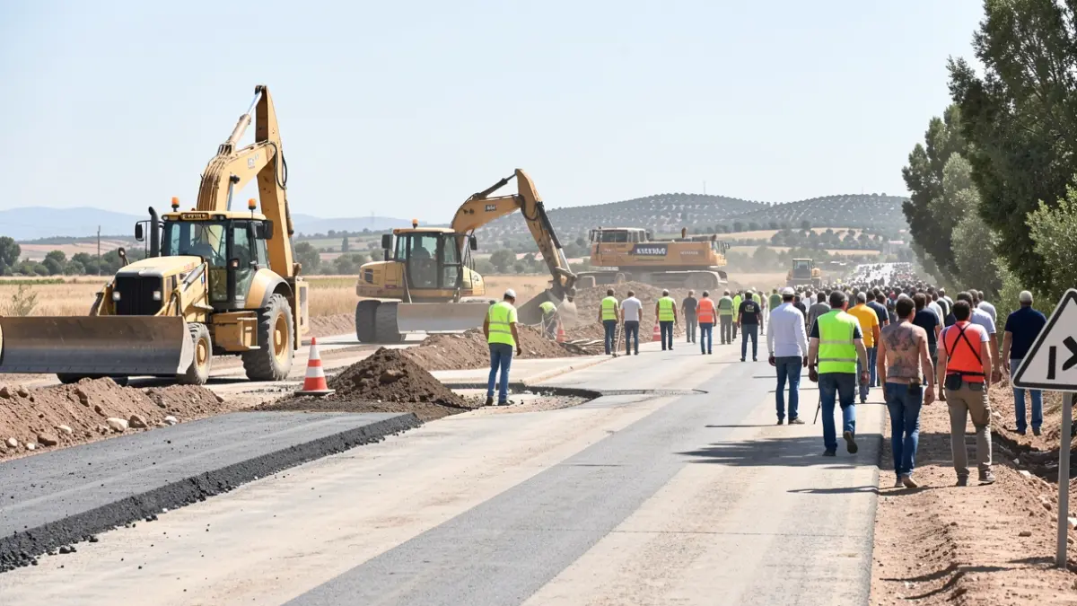 Road repair works on the Jauja road in Lucena.