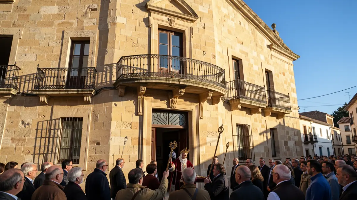 Fachada del Ayuntamiento de Fuente-Tójar con balcón y vara de mando.