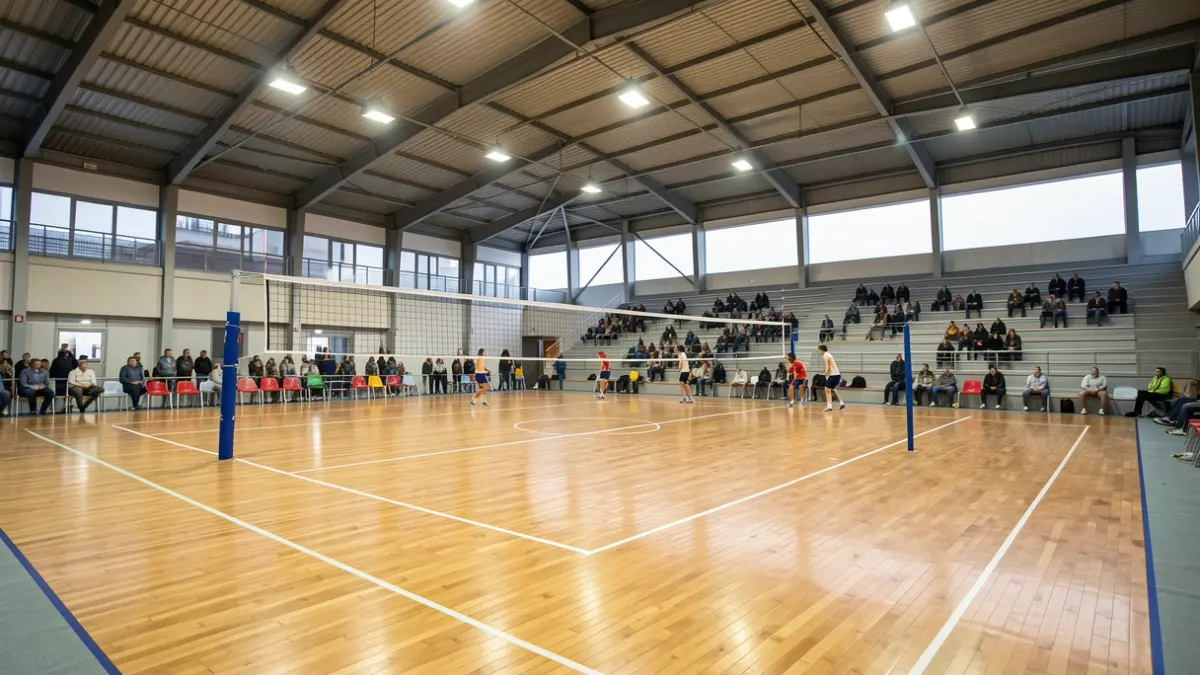Pista cubierta de voleibol en el complejo deportivo ‘Rafael Sánchez’ de Las Pajanosas, Guillena.