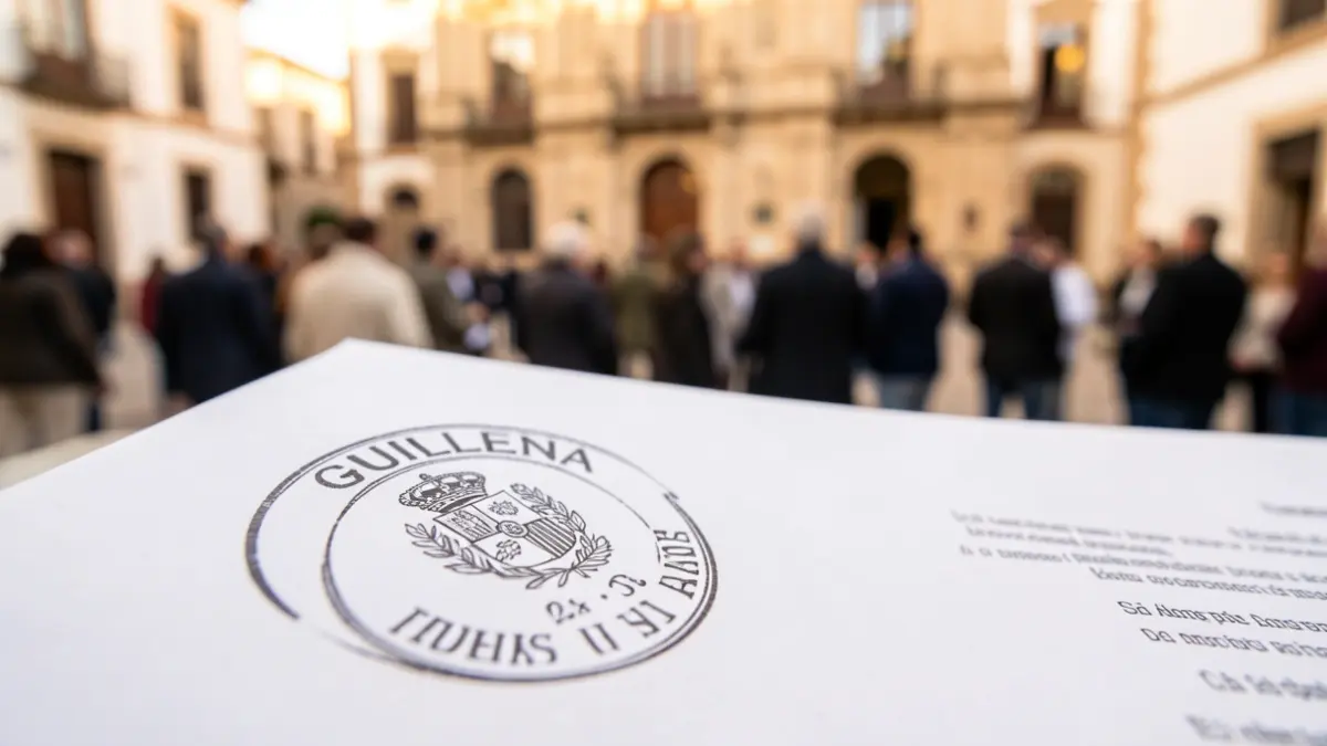 Sello oficial del Ayuntamiento de Guillena sobre un documento.