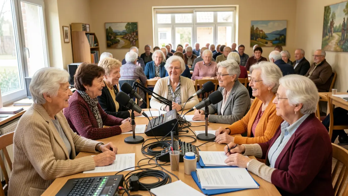 Imagen genérica de personas mayores participando en un taller de radio.