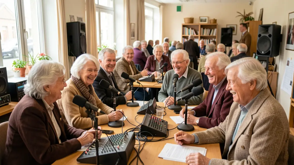 Generic image of elderly people participating in a radio workshop.