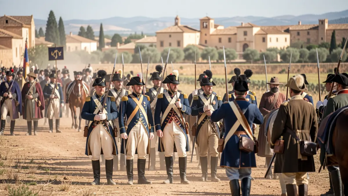 Imagen de la Recreación de la Batalla de Bailén con soldados y ambiente histórico.