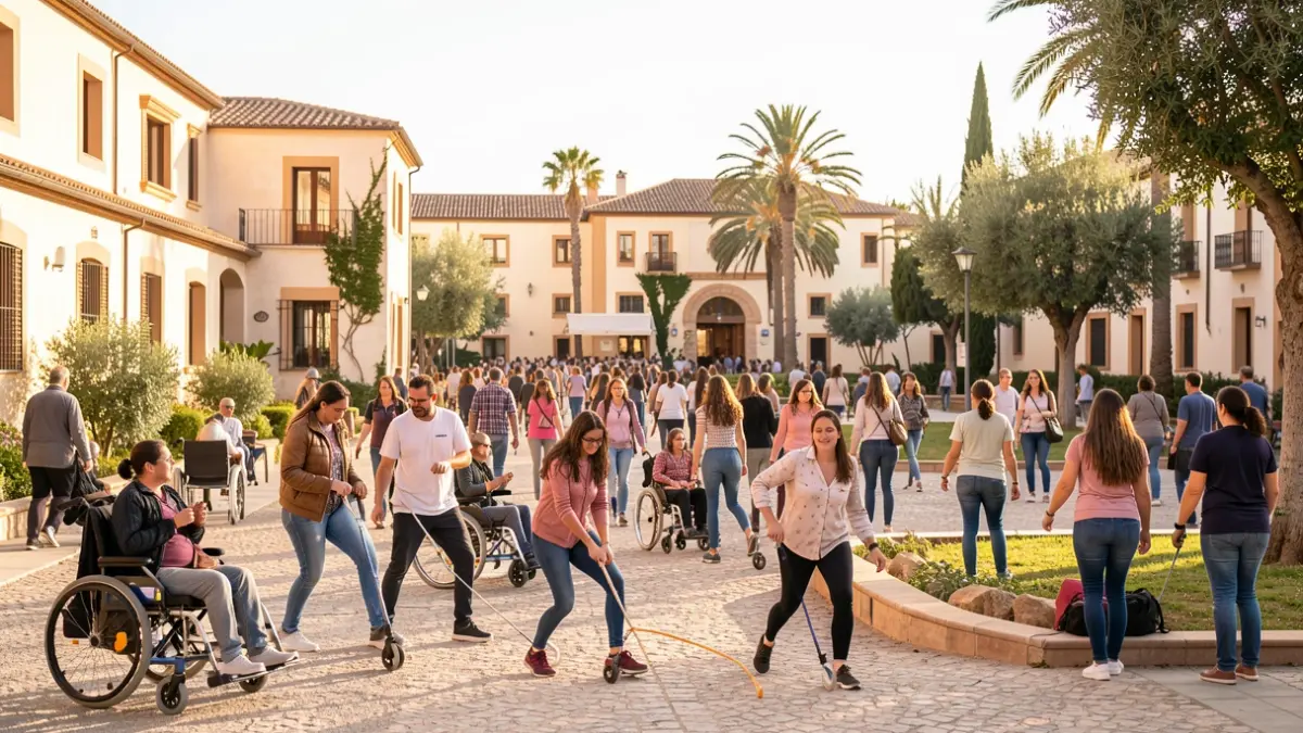 Imagen genérica de un campus universitario en Almería con estudiantes.