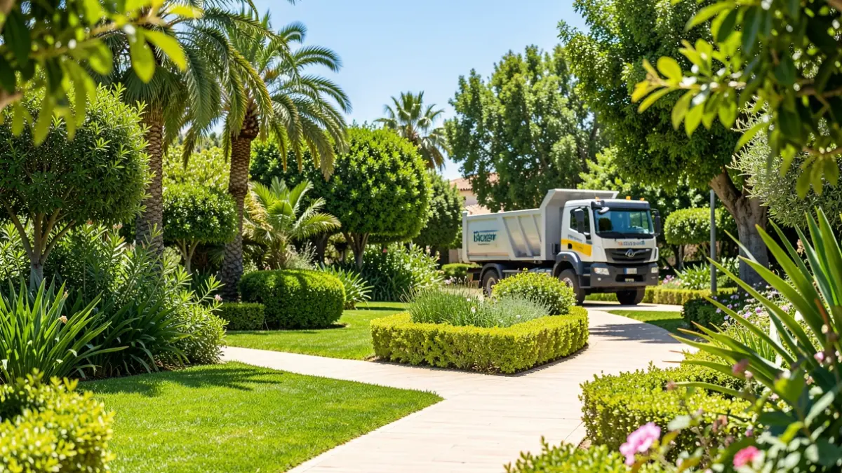 Imagen de las zonas verdes de Lucena con un camión de jardinería nuevo.