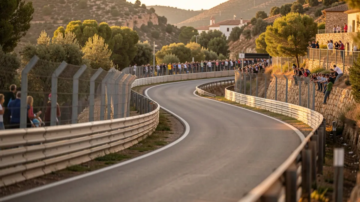 Generic image: with blurred barriers and spectators in the background.