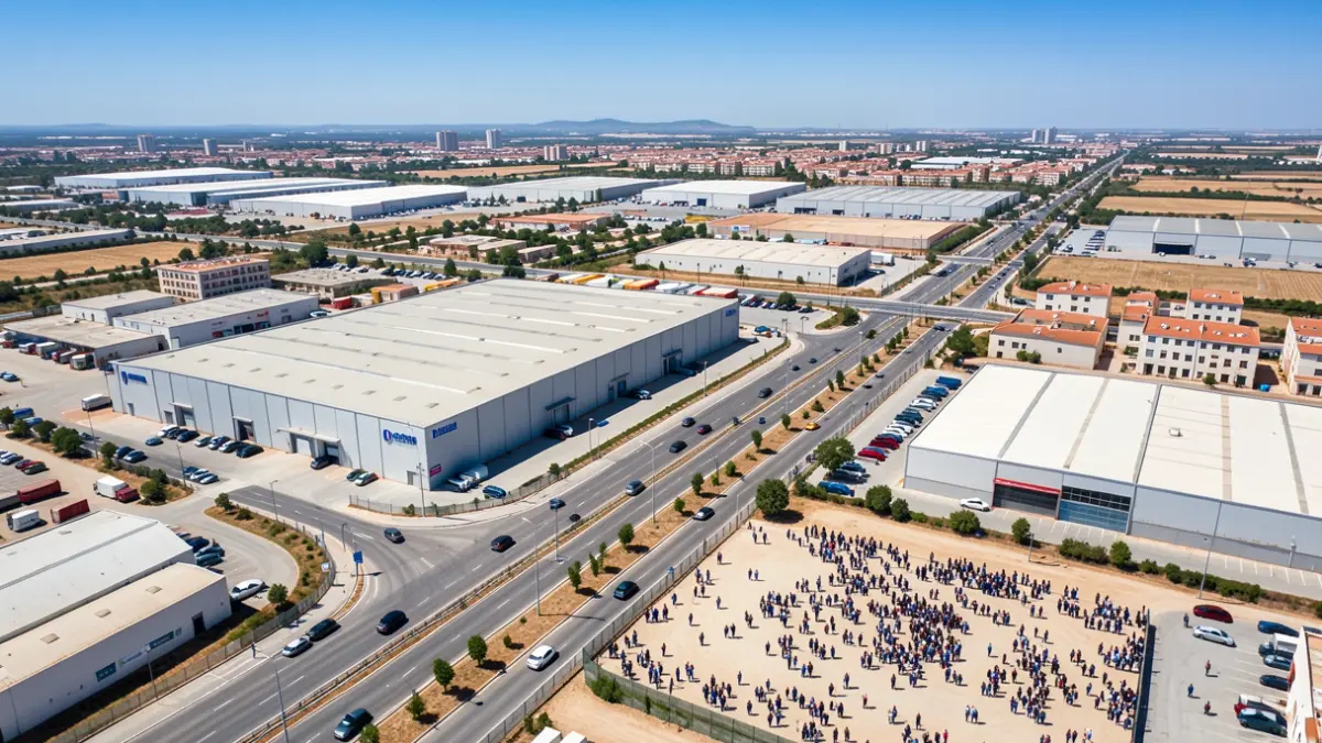 Imagen genérica de una zona industrial con naves y carreteras en Andalucía.