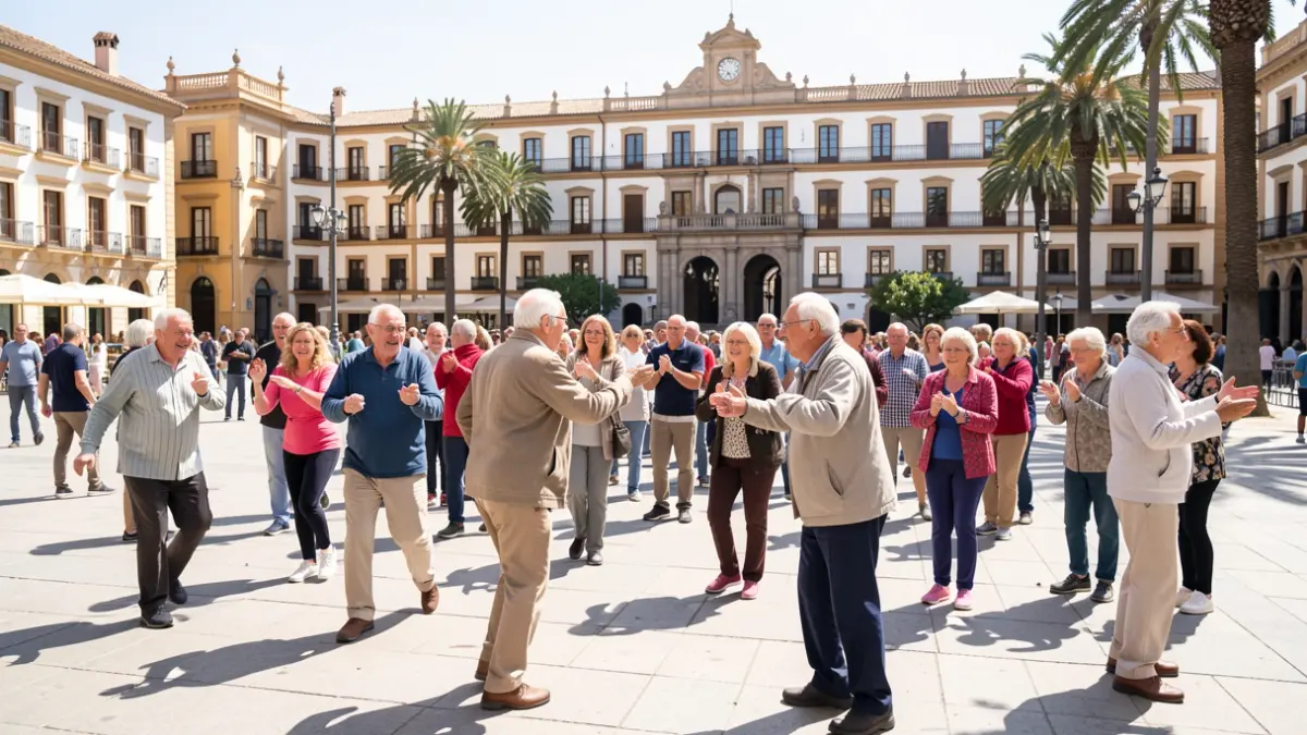 Personas mayores participando en talleres de actividad física en Málaga.