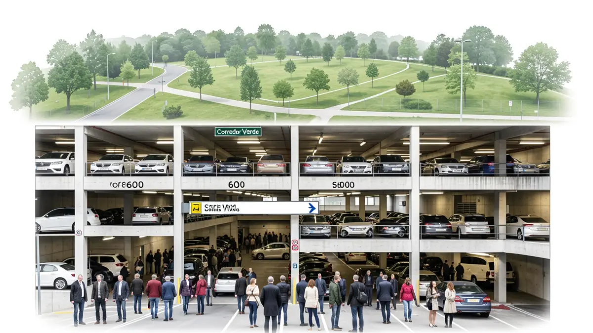 Blueprint of an underground parking garage with over 600 spaces in Manilva's Corredor Verde.