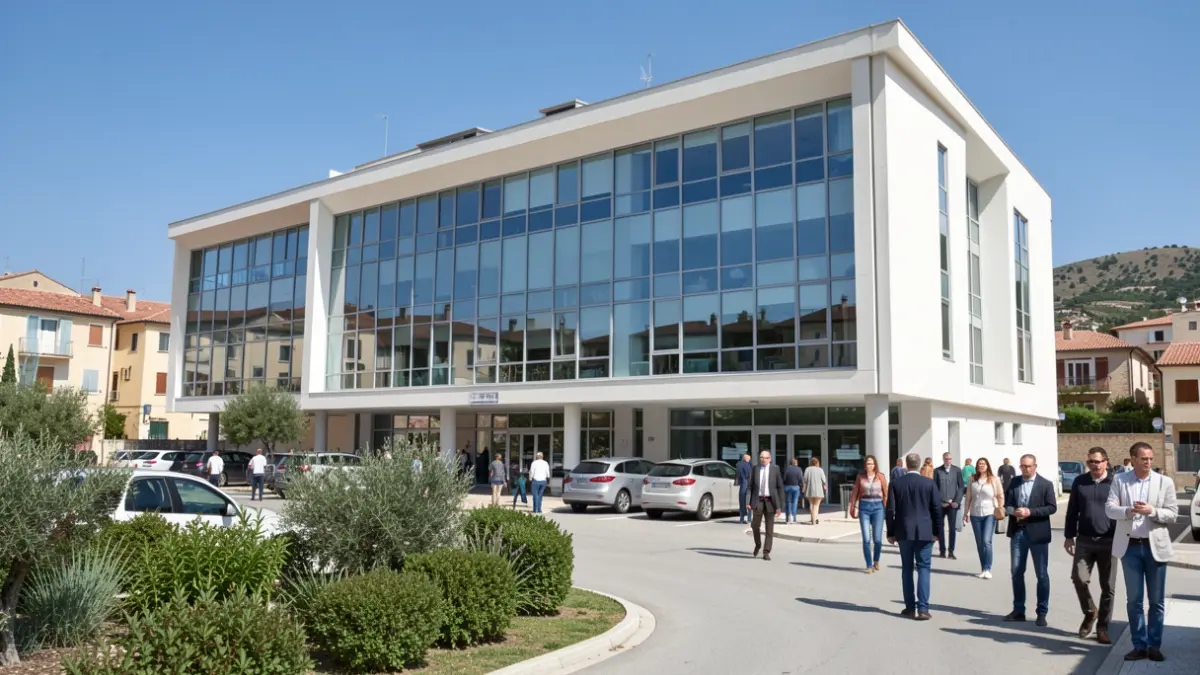 Facade of a modern healthcare facility in Mijas.