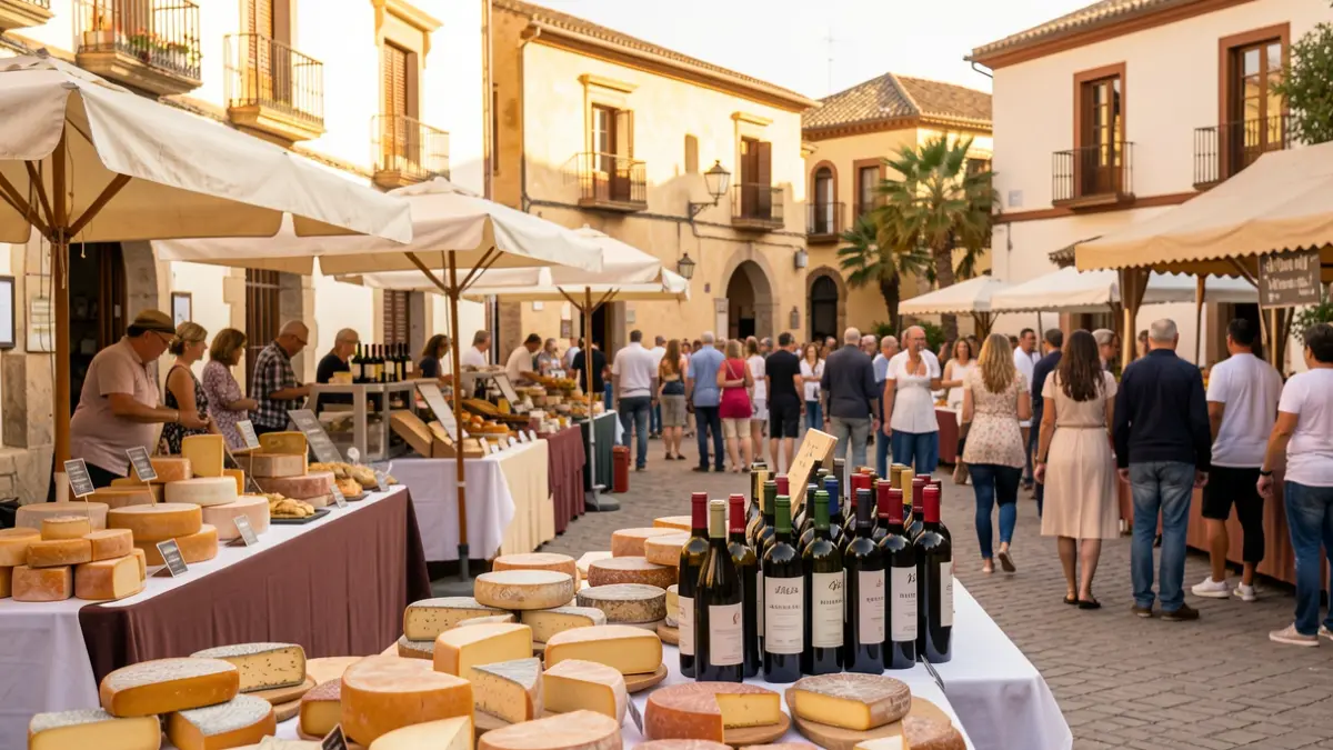 Generic image of an outdoor gastronomic festival in an Andalusian square.