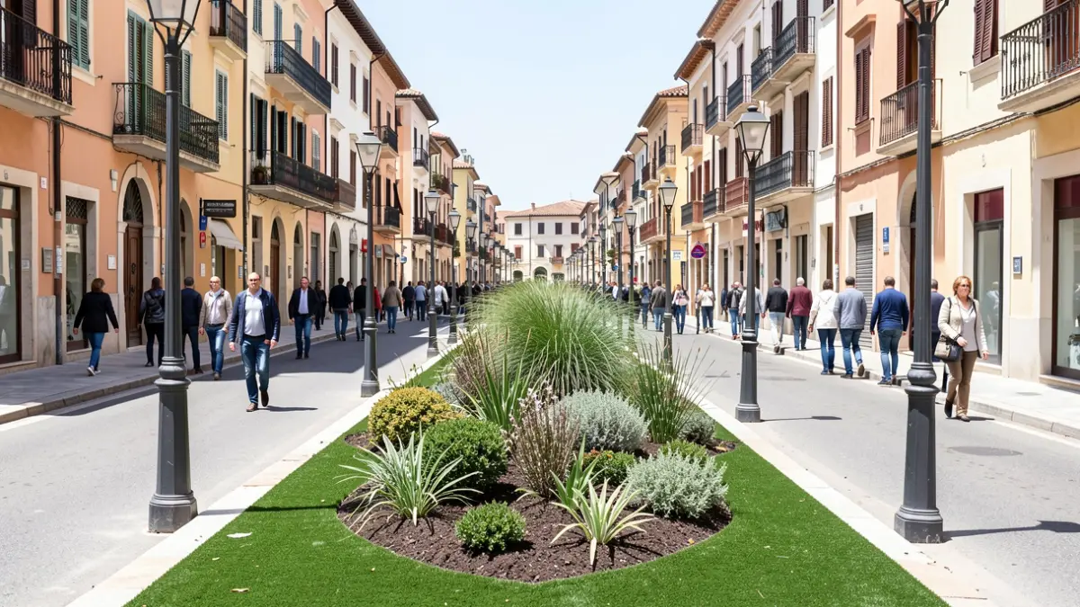 Generic image of urban renovation works on a street in Andalusia.