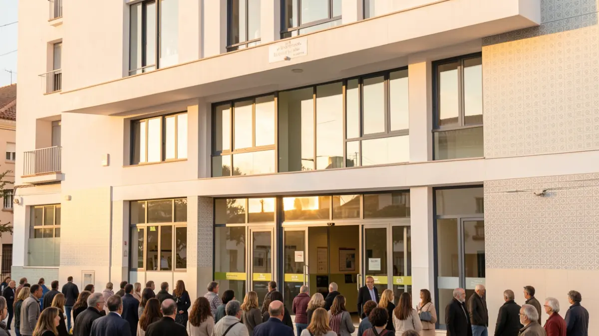 Generic image of the facade of a modern municipal building in Andalusia, with warm sunlight.