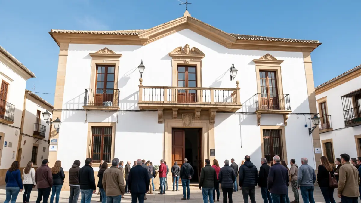 Facade of the Álora Town Hall, an institutional building with a balcony.