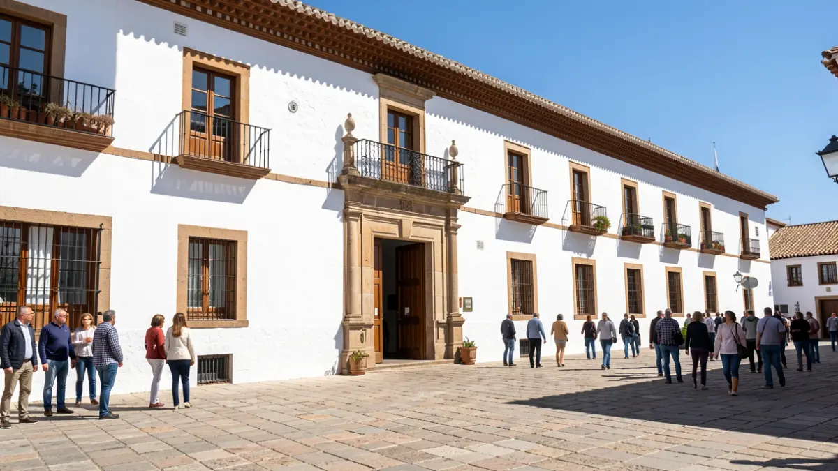 Fachada del Ayuntamiento de Ronda, edificio histórico con arquitectura andaluza.