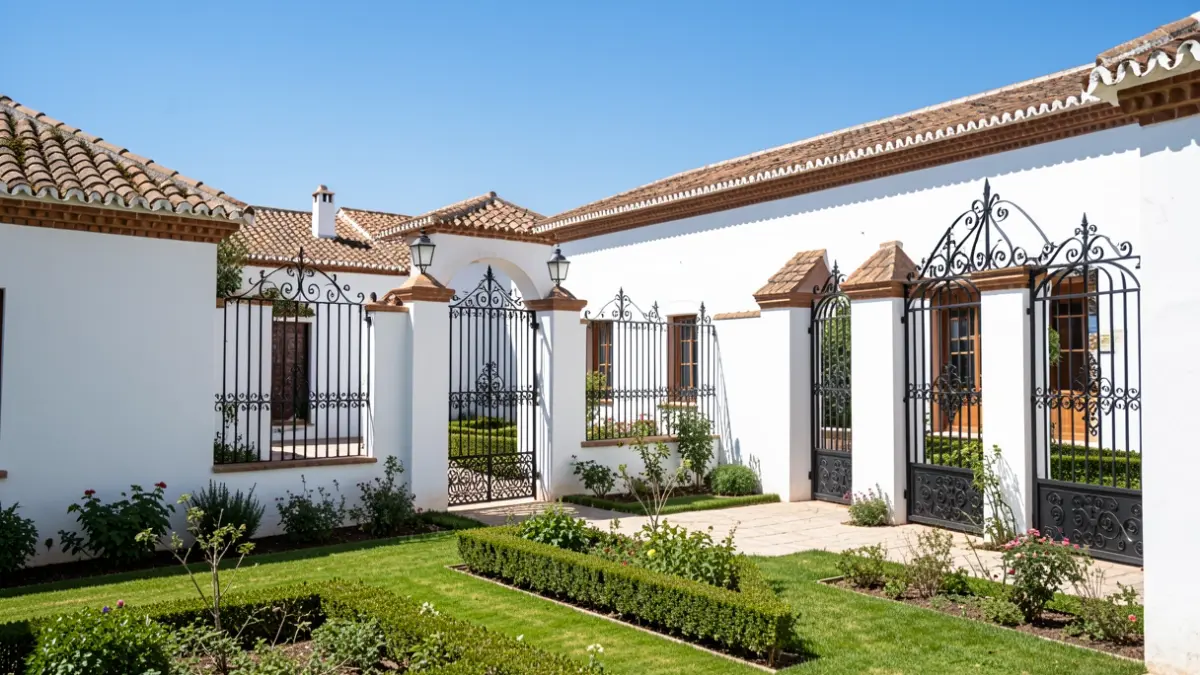 Imagen genérica de un cementerio andaluz con arquitectura blanca y zonas ajardinadas.