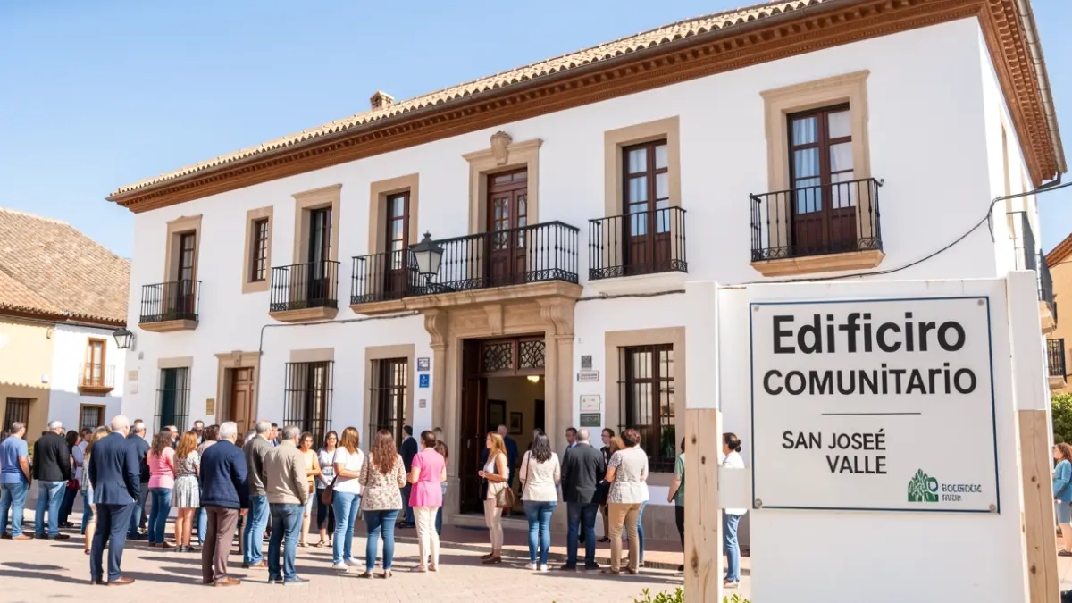 Facade of the Community Building in San José del Valle, accredited for vocational training.