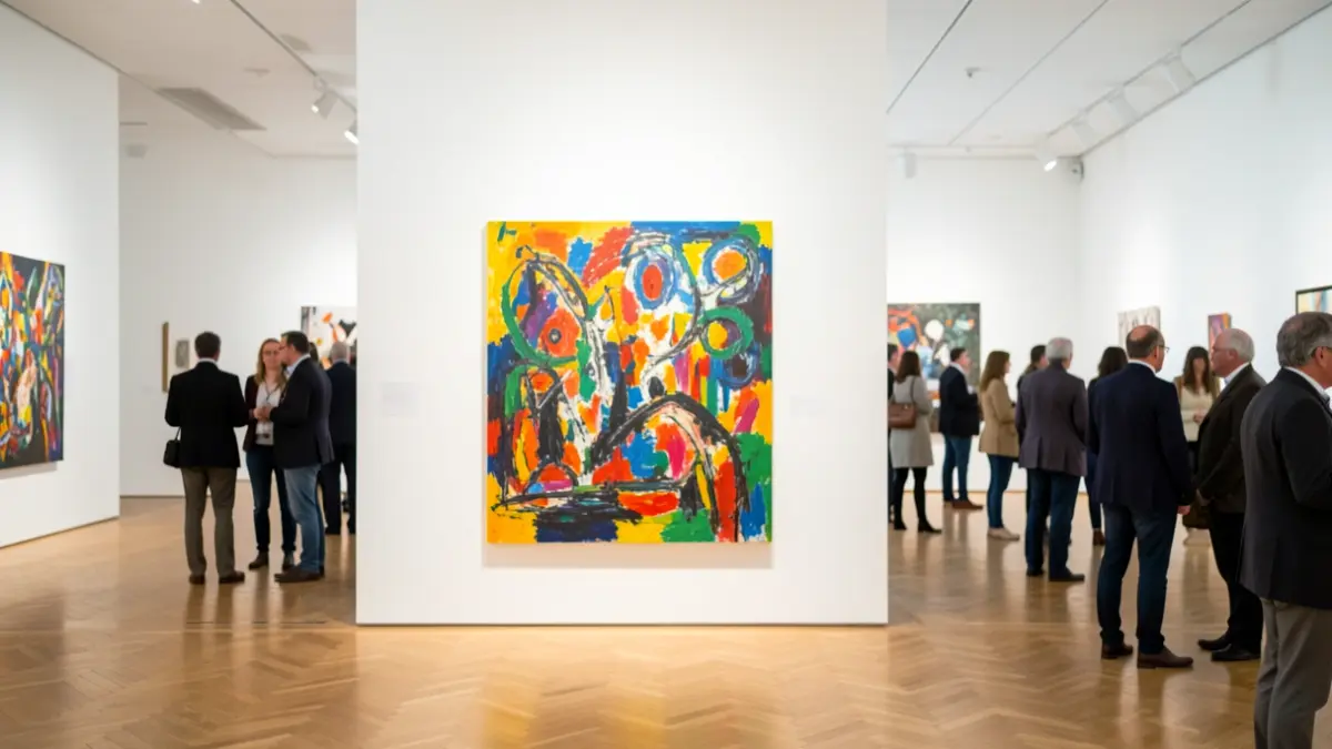 The artwork 'Cuadro expansivo' by painter Víctor González displayed in the Exhibition Hall of the Old Market of Ubrique.