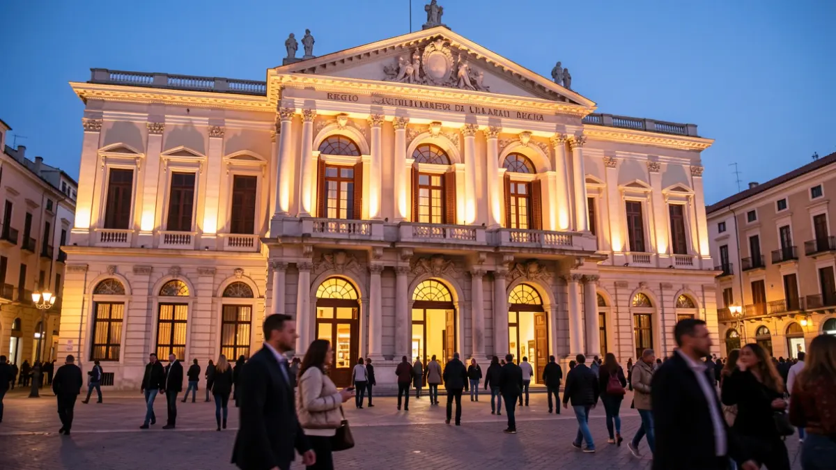 Facade of the Teatro Regio in Villanueva del Arzobispo during the III Amateur Theatre Festival.